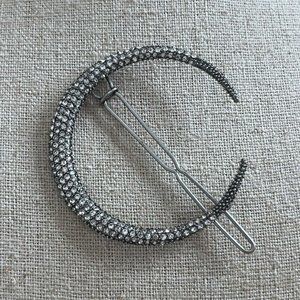 WOMENS CRESCENT MOON HAIR CLIP WITH CRYSTAL EMBELLISHMENTS